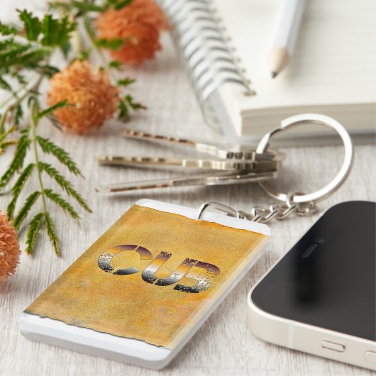 SlipperyJoe's cub beer woord sinaasappel-bruine ti Sleutelhanger (Voorkant Rechts)