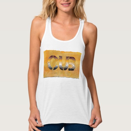 SlipperyJoe's cub beer woord sinaasappel-bruine ti Tanktop (Voorkant)
