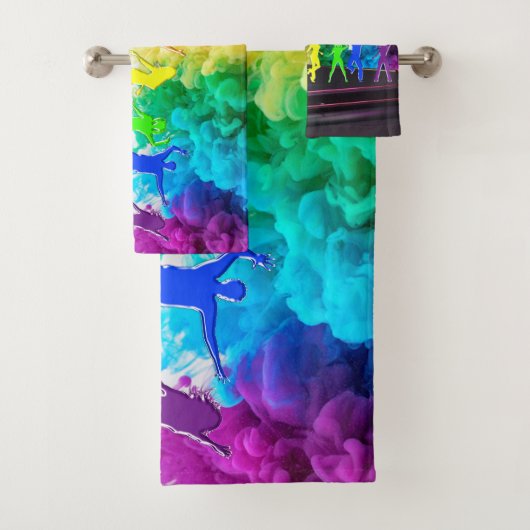 SlipperyJoe's Dancing Pride Shadows gay geschenken Bad Handdoek (Insitu)