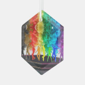 SlipperyJoe's Dancing Pride Shadows gay geschenken Glas Ornament (Voorkant links)