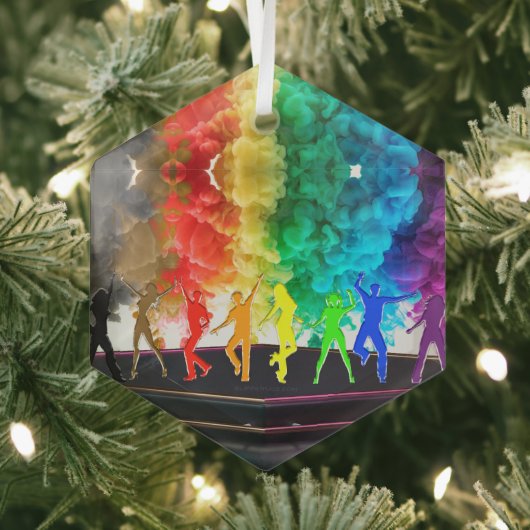 SlipperyJoe's Dancing Pride Shadows gay geschenken Glas Ornament (Insitu)