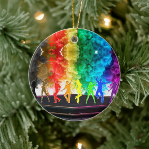 SlipperyJoe's Dancing Pride Shadows gay geschenken Keramisch Ornament