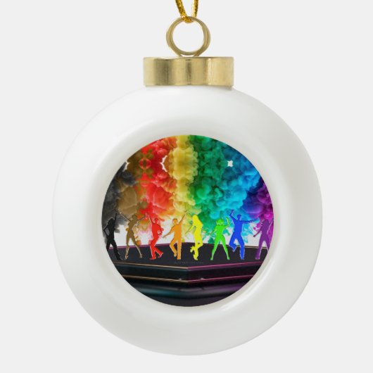 SlipperyJoe's Dancing Pride Shadows gay geschenken Keramische Bal Ornament (Voorkant)