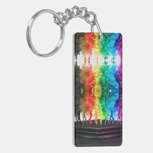 SlipperyJoe's Dancing Pride Shadows gay geschenken Sleutelhanger (Voorkant Links)