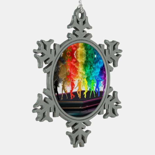 SlipperyJoe's Dancing Pride Shadows gay geschenken Tin Sneeuwvlok Ornament (Links)