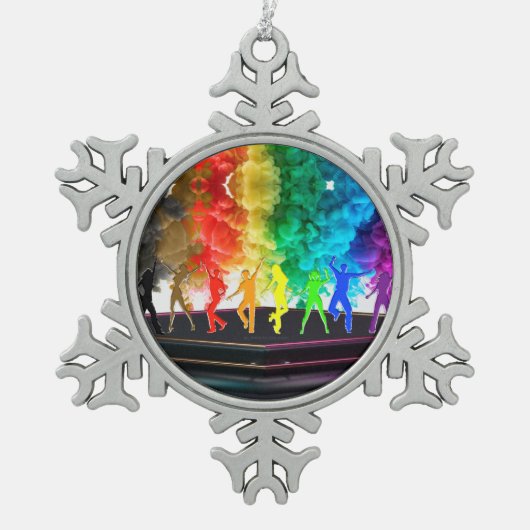 SlipperyJoe's Dancing Pride Shadows gay geschenken Tin Sneeuwvlok Ornament (Voorkant)
