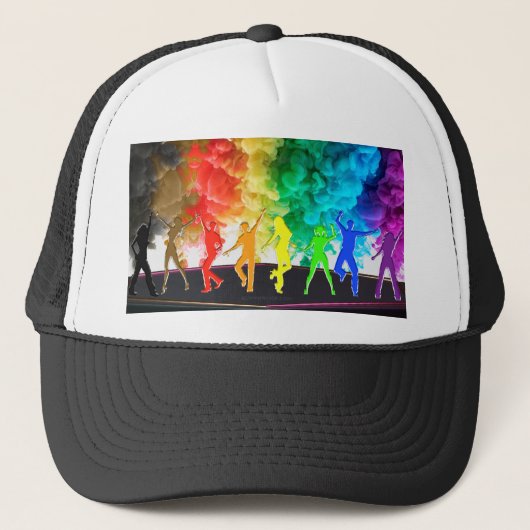 SlipperyJoe's Dancing Pride Shadows gay geschenken Trucker Pet (Voorkant)