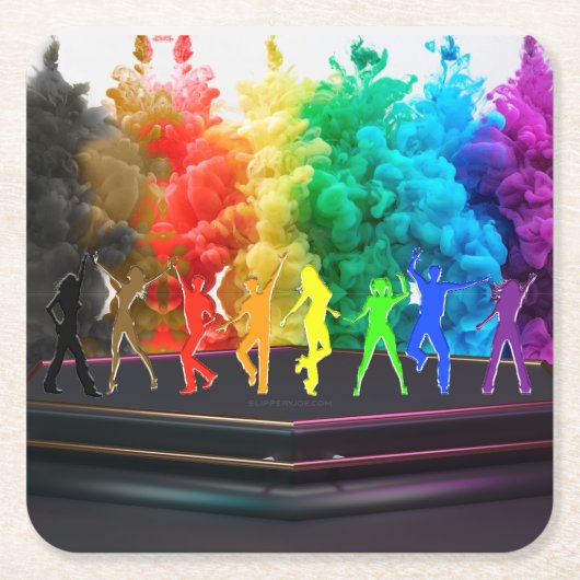 SlipperyJoe's dansende pride Shadows homo cadeauku Kartonnen Onderzetters (Voorkant)