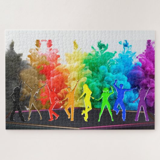 SlipperyJoe's dansende pride Shadows homo cadeauku Legpuzzel (Horizontaal)