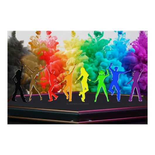 SlipperyJoe's dansende pride Shadows homo cadeauku Perfect Poster (Voorkant)