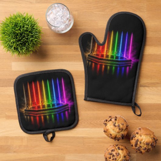 SlipperyJoe's dansvoorstelling viert Pride Ovenwant & Pannenlap Set (Top down)