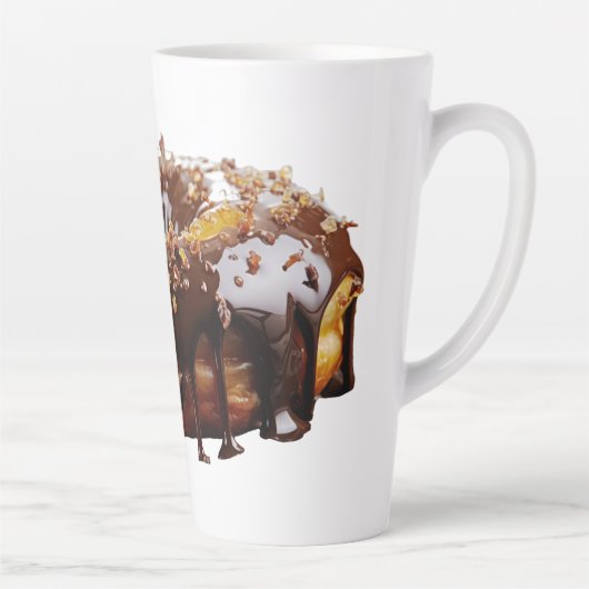 SlipperyJoe's decadent donut covered thick glossy  Latte Mok (Rechts)