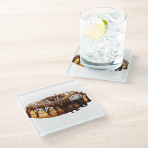 SlipperyJoe's decadente donut bedekt dikke glanzen Glazen Onderzetter