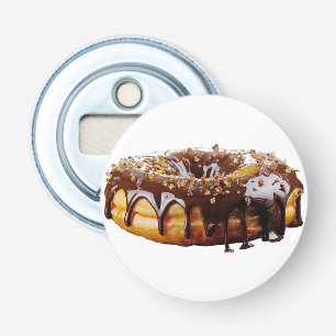 SlipperyJoe's decadente donut bedekt met dikke gla Button Flesopener