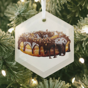 SlipperyJoe's decadente donut bedekt met dikke gla Glas Ornament