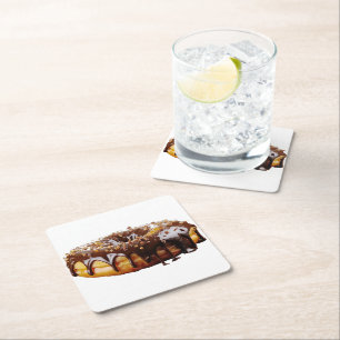 SlipperyJoe's decadente donut bedekt met dikke gla Kartonnen Onderzetters