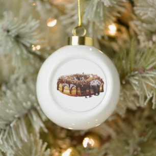 SlipperyJoe's decadente donut bedekt met dikke gla Keramische Bal Ornament