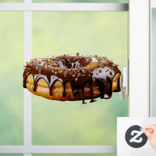 SlipperyJoe's decadente donut bedekt met dikke gla Raamsticker