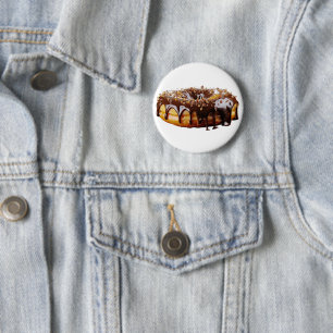 SlipperyJoe's decadente donut bedekt met dikke gla Ronde Button 5,7 Cm