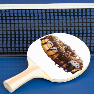 SlipperyJoe's decadente donut bedekt met dikke gla Tafeltennisbatje