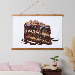 SlipperyJoe's decadente meerlagige chocoladetaart Hangend Wandkleed