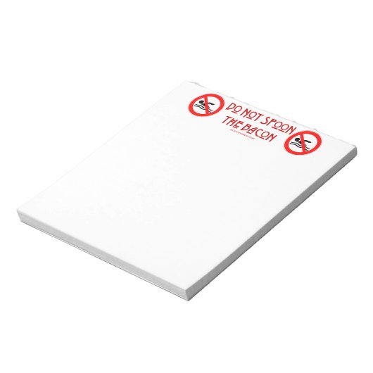 SlipperyJoe's Do Not Spoon Bacon rode waarschuwend Notitieblok (Linkerzijde)