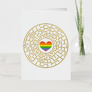 SlipperyJoe's doolhof omringt regenboog hart pijl Folie Wenskaart