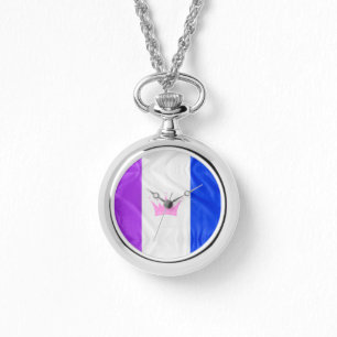 SlipperyJoe's dragcultuur trots vlag paarse geest Horloge