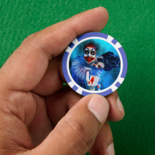 SlipperyJoe's dreigende clown Happy Halloween rode Poker Chips