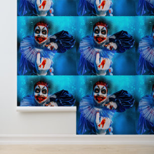 SlipperyJoe's dreigende clown Happy Halloween rood Behang
