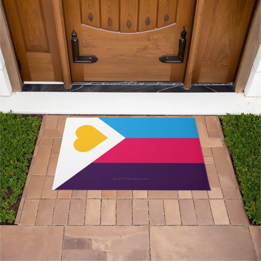 SlipperyJoe's driekleurige polyamorie trotsvlag dr Deurmat (Buiten)