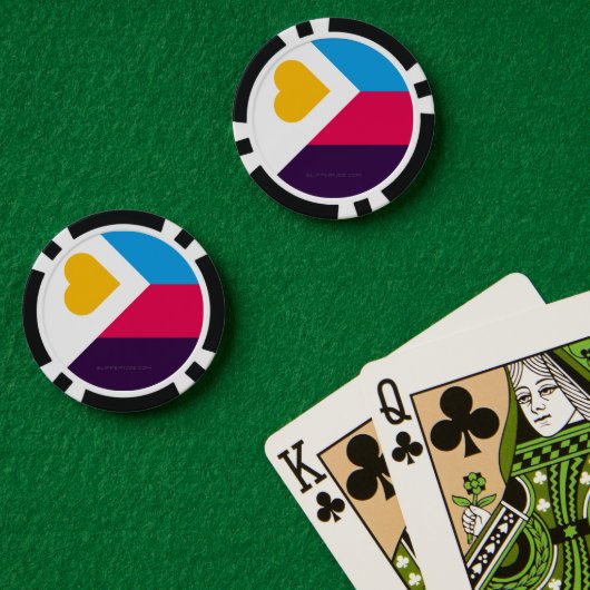 SlipperyJoe's driekleurige polyamorie trotsvlag dr Poker Chips (Pokertafel (Dubbel))