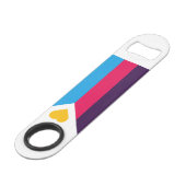 SlipperyJoe's driekleurige polyamorie trotsvlag dr Speed Flessenopener (Voorkant Gekanteld)