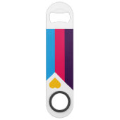 SlipperyJoe's driekleurige polyamorie trotsvlag dr Speed Flessenopener (Achterkant)