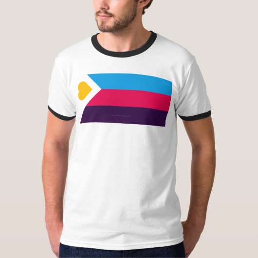 SlipperyJoe's driekleurige polyamorie trotsvlag dr T-shirt (Voorkant)