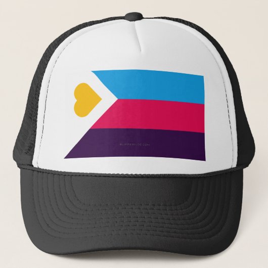 SlipperyJoe's driekleurige polyamorie trotsvlag dr Trucker Pet (Voorkant)