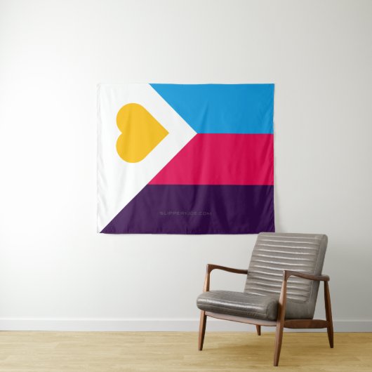 SlipperyJoe's driekleurige polyamorie trotsvlag dr Wandkleed (In Situ (horizontaal))