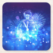 SlipperyJoe's electric thrill New Year’s Eve clock Kartonnen Onderzetters (Voorkant)