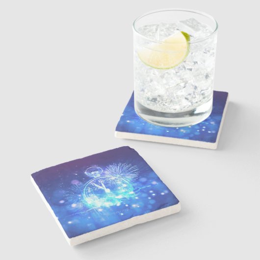 SlipperyJoe's electric thrill New Year’s Eve clock Stenen Onderzetter (Zijkant)