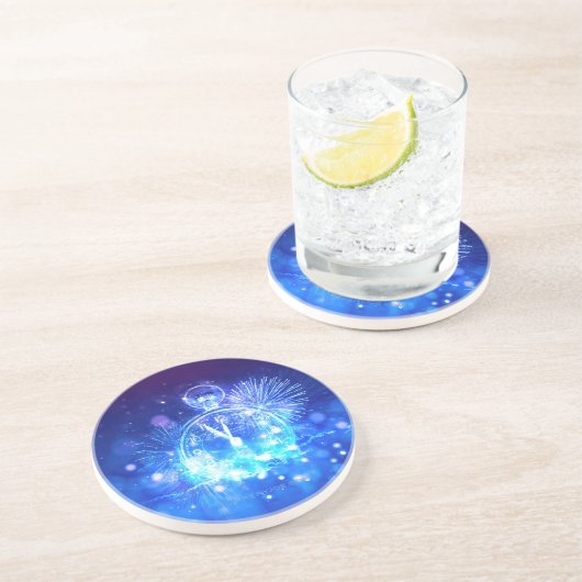 SlipperyJoe's electric thrill New Year’s Eve clock Zandsteen Onderzetter (Zijkant)