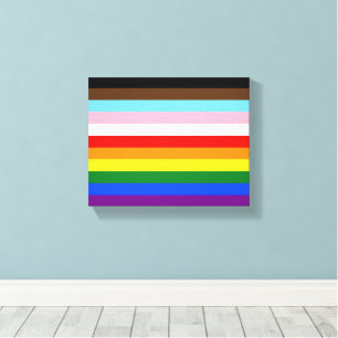 SlipperyJoe's Eleven Stripe Pride Flag combineert Canvas Afdruk
