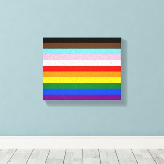 SlipperyJoe's Eleven Stripe Pride Flag combineert Canvas Afdruk (Insitu (Houten vloer))
