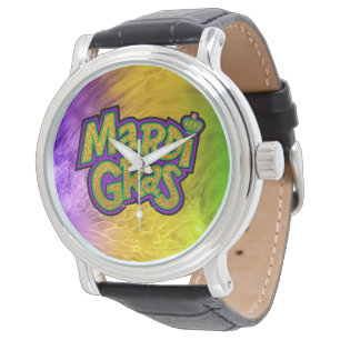 SlipperyJoe's feestelijke Mardi Gras-thema kroon v Horloge