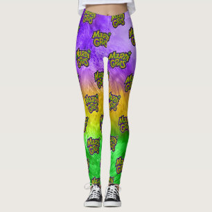 SlipperyJoe's feestelijke Mardi Gras-thema kroon v Leggings