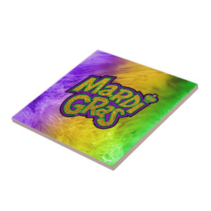 SlipperyJoe's feestelijke Mardi Gras-thema kroon v Tegeltje