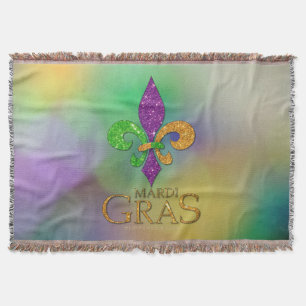 SlipperyJoe's feestelijke Mardi Gras-thema paarse Deken