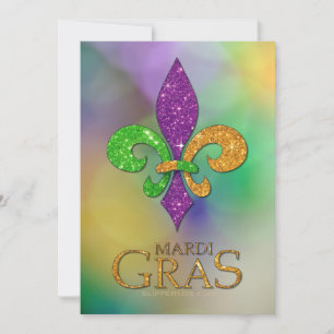 SlipperyJoe's feestelijke Mardi Gras-thema paarse  Feestdagenkaart