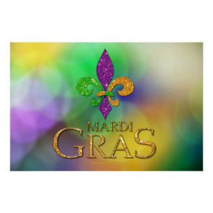 SlipperyJoe's feestelijke Mardi Gras-thema paarse Perfect Poster