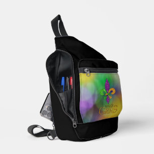 SlipperyJoe's feestelijke Mardi Gras-thema paarse Sling Bag