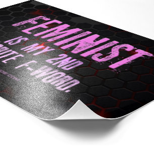 SlipperyJoe's feministische f-woordglanzend rood 3 Foto Afdruk